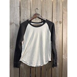 Faherty Men's Cloud Cotton Long Sleeve Baseball Tee Medium Black White Raglan M